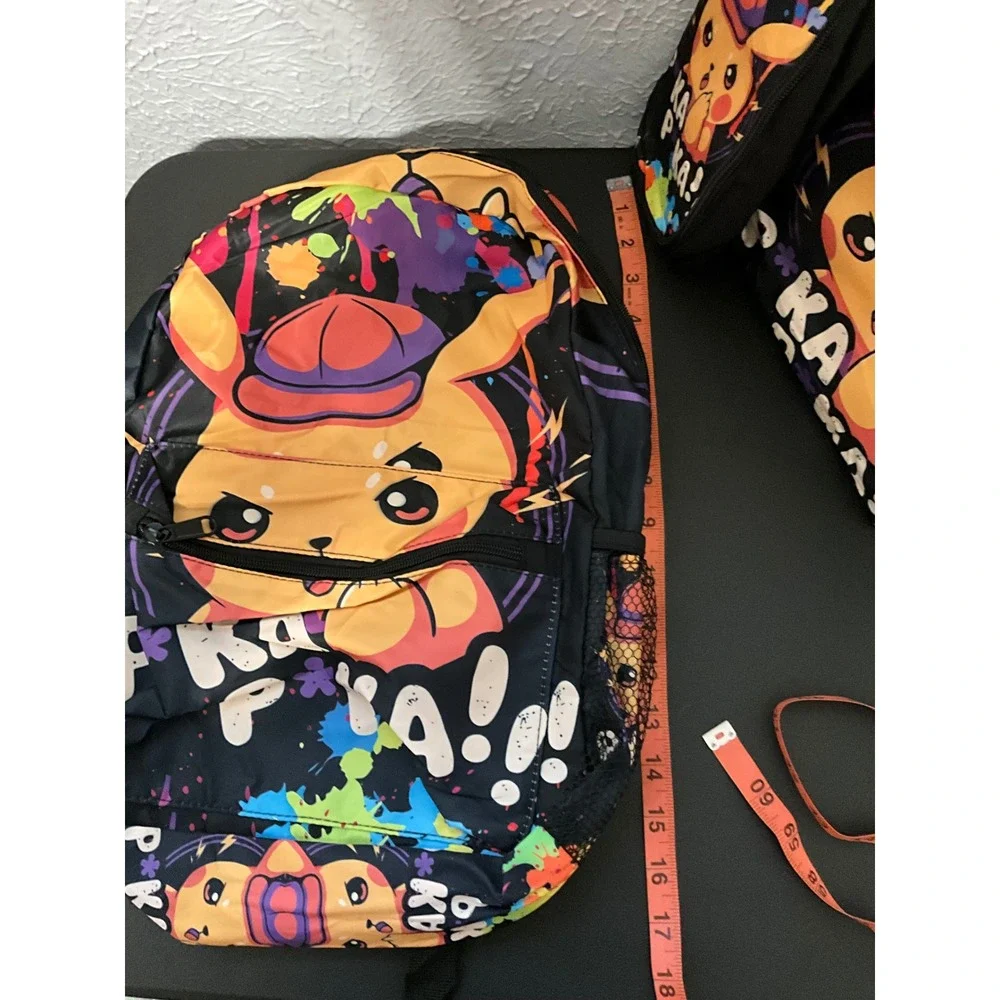 Pokemon Pikachu Graffiti Backpack 3 Piece Set Lunch Bag Pencil Case Pika Pika